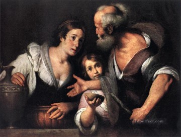 barroco Painting - El Profeta Elías Y La Viuda De Sarepta Barroco Italiano Bernardo Strozzi